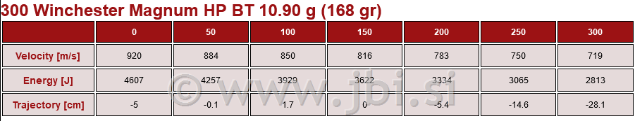 A-371 Nab. 300 Winchester Magnum HP BT 10,9g/168gr 20/1
