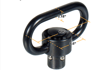 UTG Heavy Duty Push Button QD Sling Swivel, 1.38" Loop