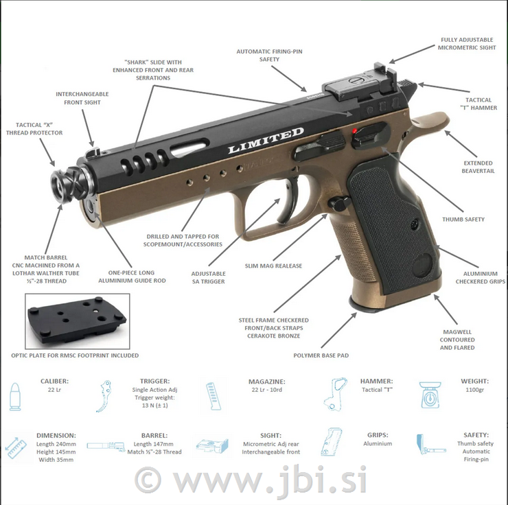 Tanfoglio Limited .22LR Duotone 1/2"x28