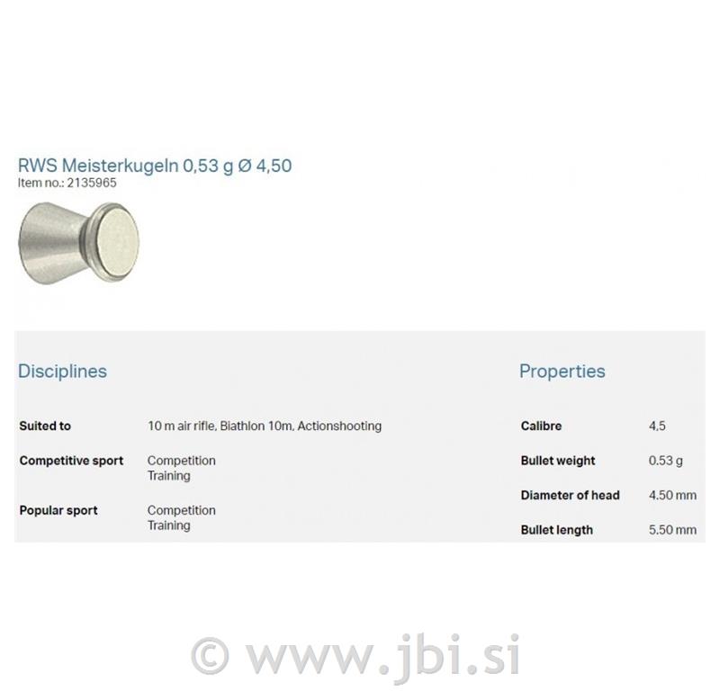 RWS Meisterkugeln 4,5mm 500/1 puška