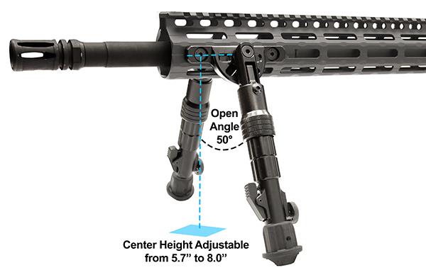 UTG® RECON FLEX® M-LOK® Bipod, Matte Black, 5.7"-8" Center Height