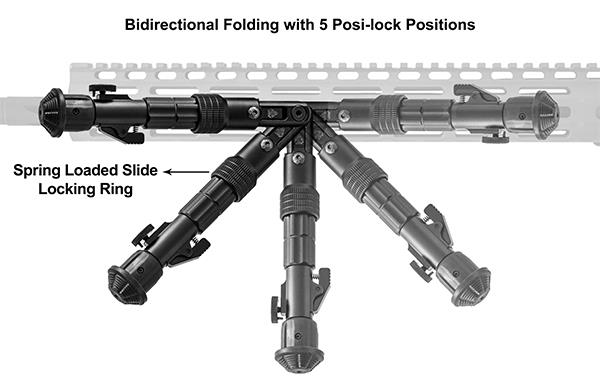 UTG® RECON FLEX® M-LOK® Bipod, Matte Black, 5.7"-8" Center Height