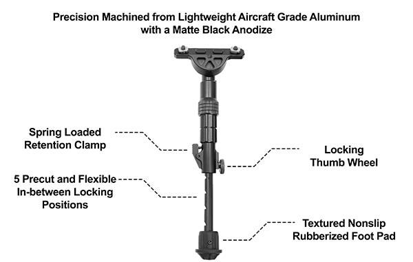 UTG® RECON FLEX® M-LOK® Bipod, Matte Black, 5.7"-8" Center Height