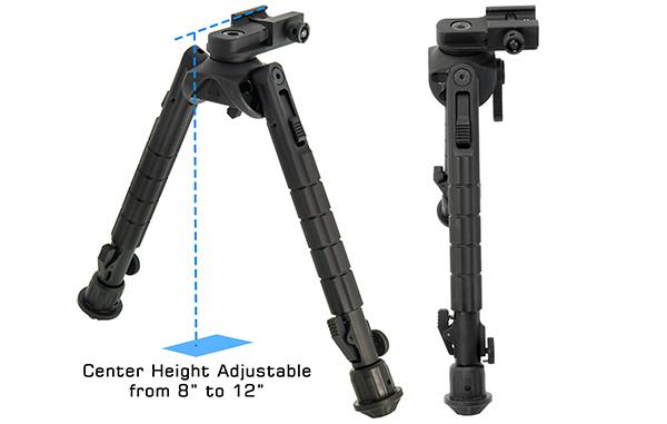 UTG Recon 360 TL Bipod, 8"-12" Center Height, Picatinny