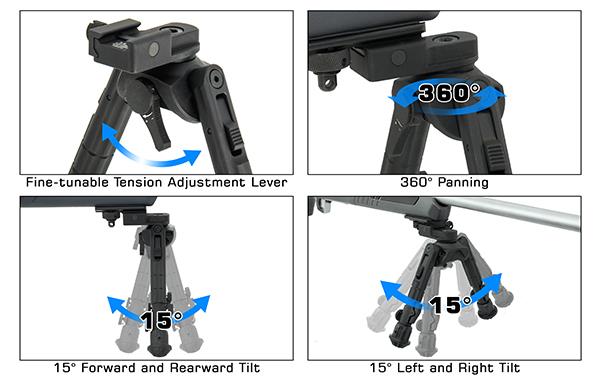 UTG Recon 360 TL Bipod, 8"-12" Center Height, Picatinny