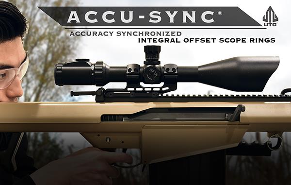 UTG® ACCU-SYNC® 30mm Medium Profile 34mm Offset Picatinny Rings, Black