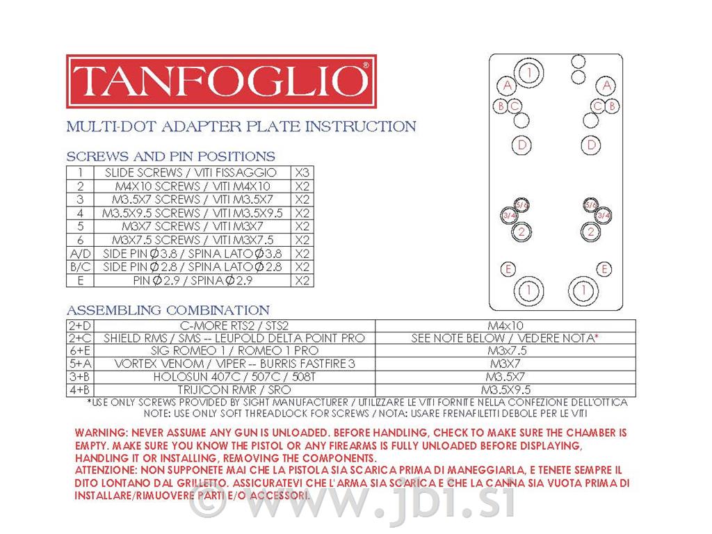 KIT MULTI DOT ADAPTER OPTIC READY 04ADA00004 Tanfoglio